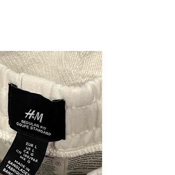 H&M White Regular Fit Polyester Joggers Mens L - Picture 3 of 3